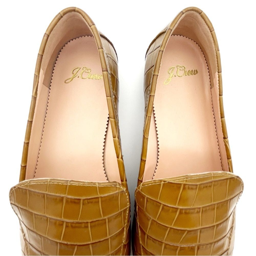NEW J. Crew Cecile Croc Embossed Leather Slipper Loafer Tan Slip-On Size 7 NWOB - Picture 13 of 16